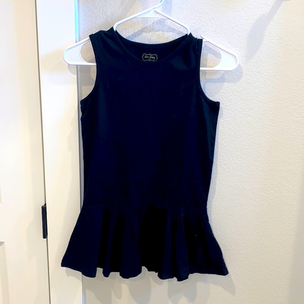 EUC Girls Solid Black Peplum Tank Top by Sew Sassy Boutique Teen Tween Size 12